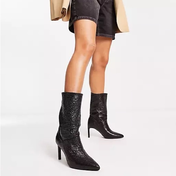 ALLSAINTS Glitter Black Leather Orlana Sz 41 - Picture 4 of 13